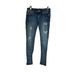 Miss Me Signature Skinny Thick Stitched Embellished Distressed Jeans